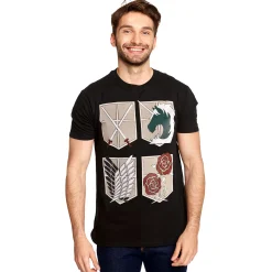 Attack on Titan - Militaire Divisies Schilden T-shirt zwart