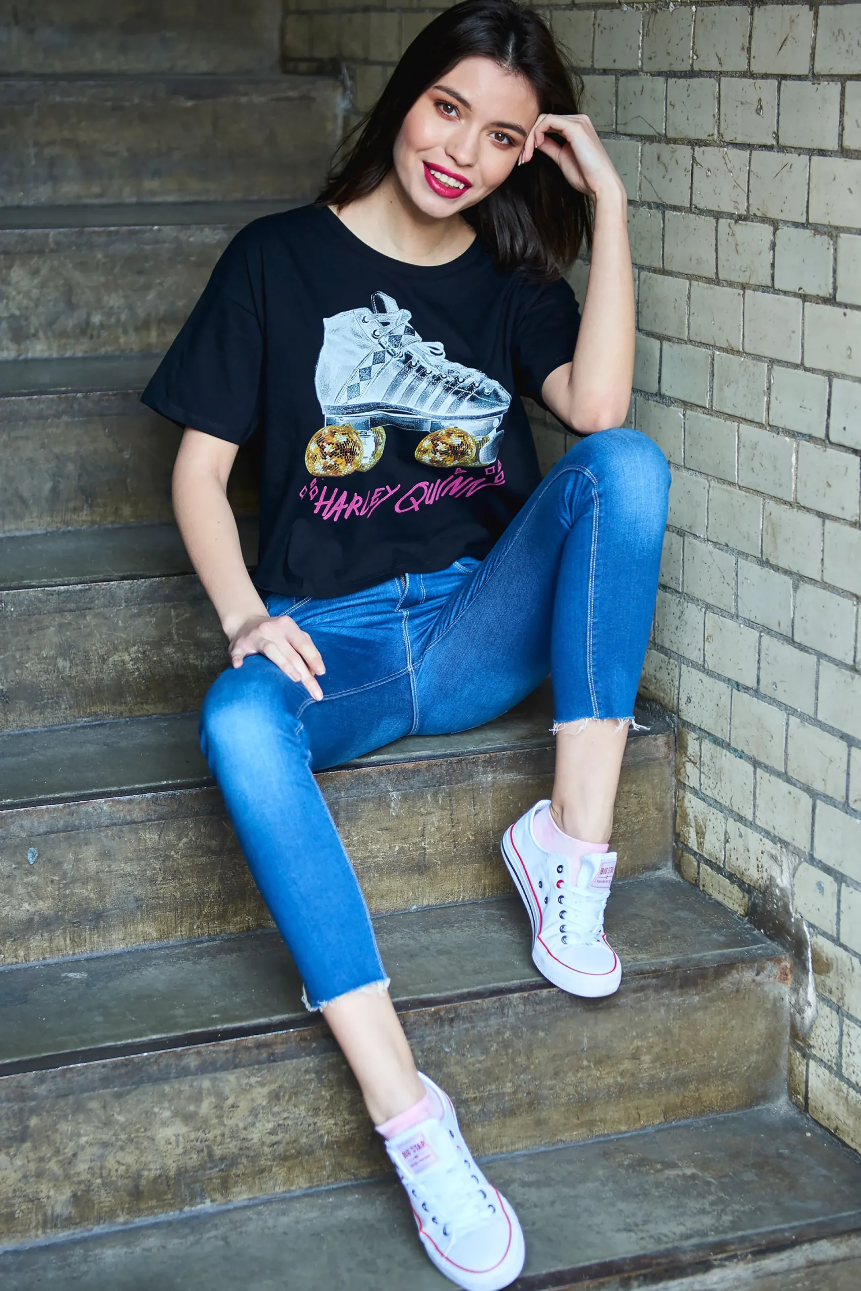 Birds of Prey - Harley Roller Skates Crop Top Dames zwart