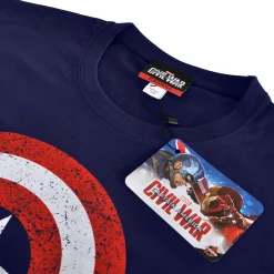Captain America - Distressed Shield Logo T-Shirt Blauw