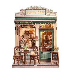 CuteBee - Sunny Cafe miniatuurhuis Book Nook modelbouwpakket