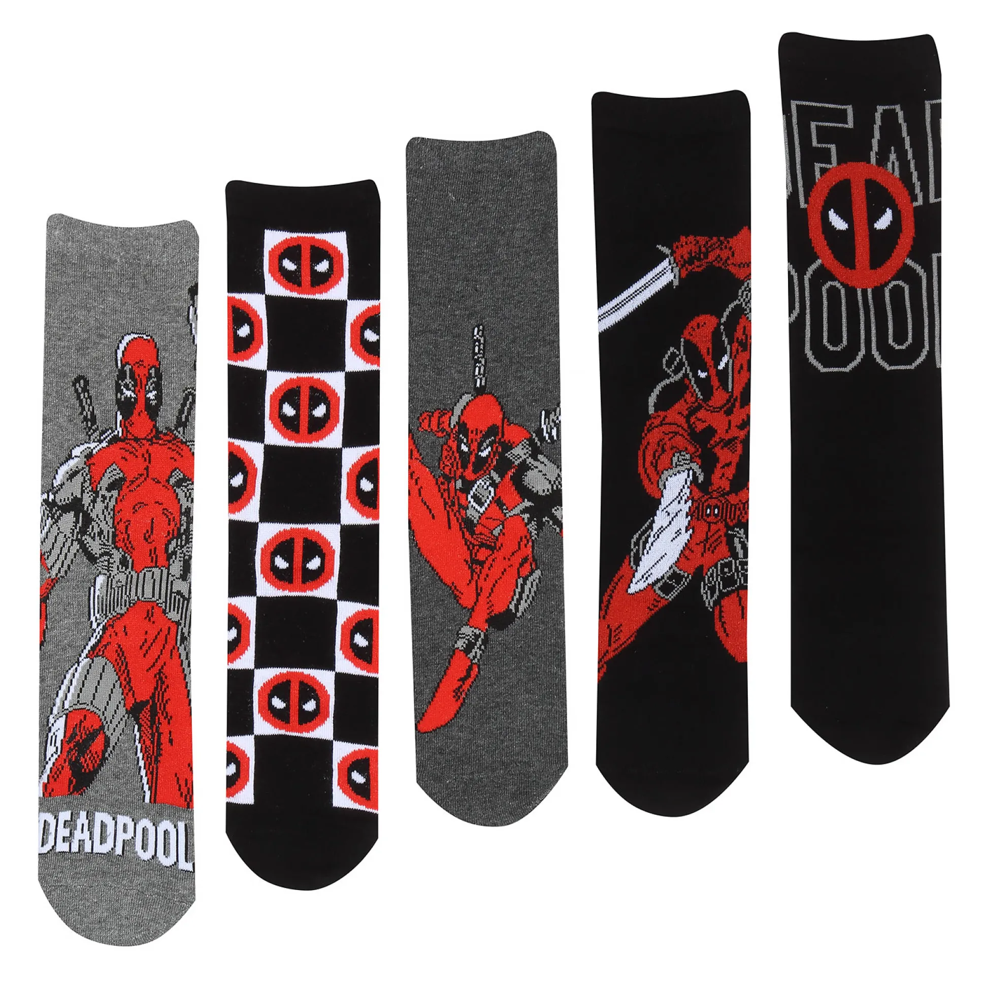 Deadpool - Logo en Pose Sokken 5-Pack in Cadeaubox
