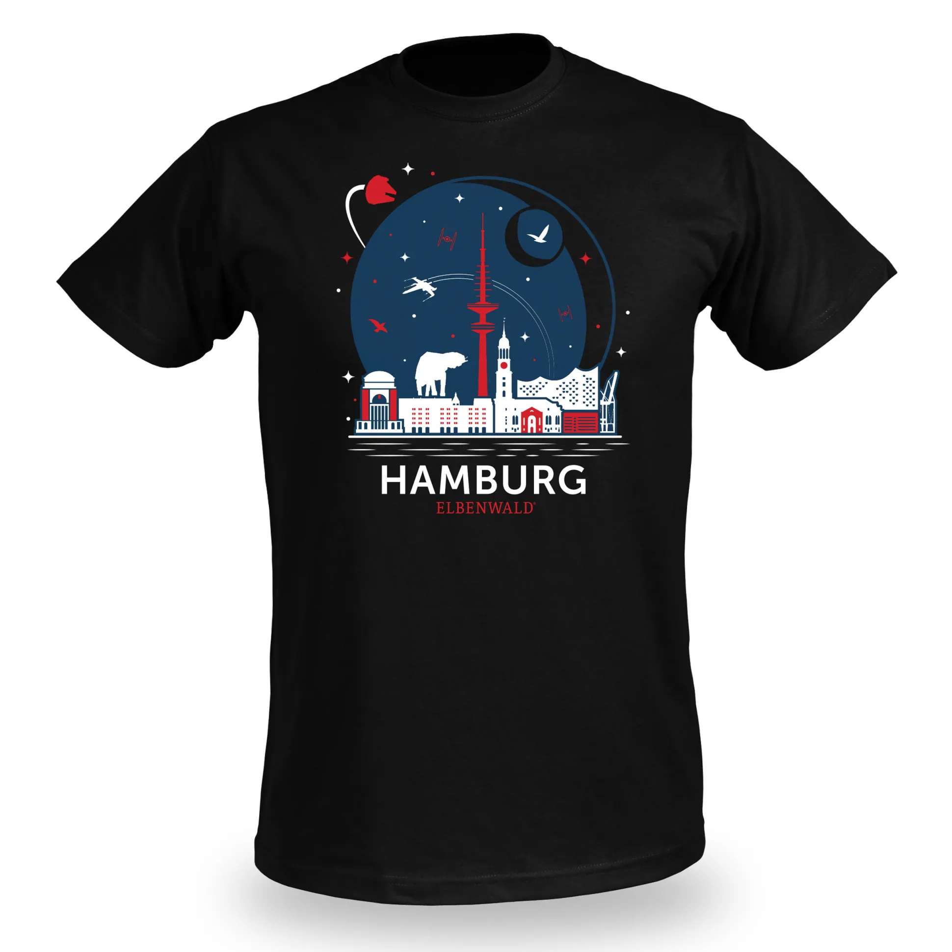 Elbenwald in Hamburg Skyline T-shirt zwart