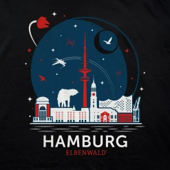 Elbenwald in Hamburg Skyline T-shirt zwart