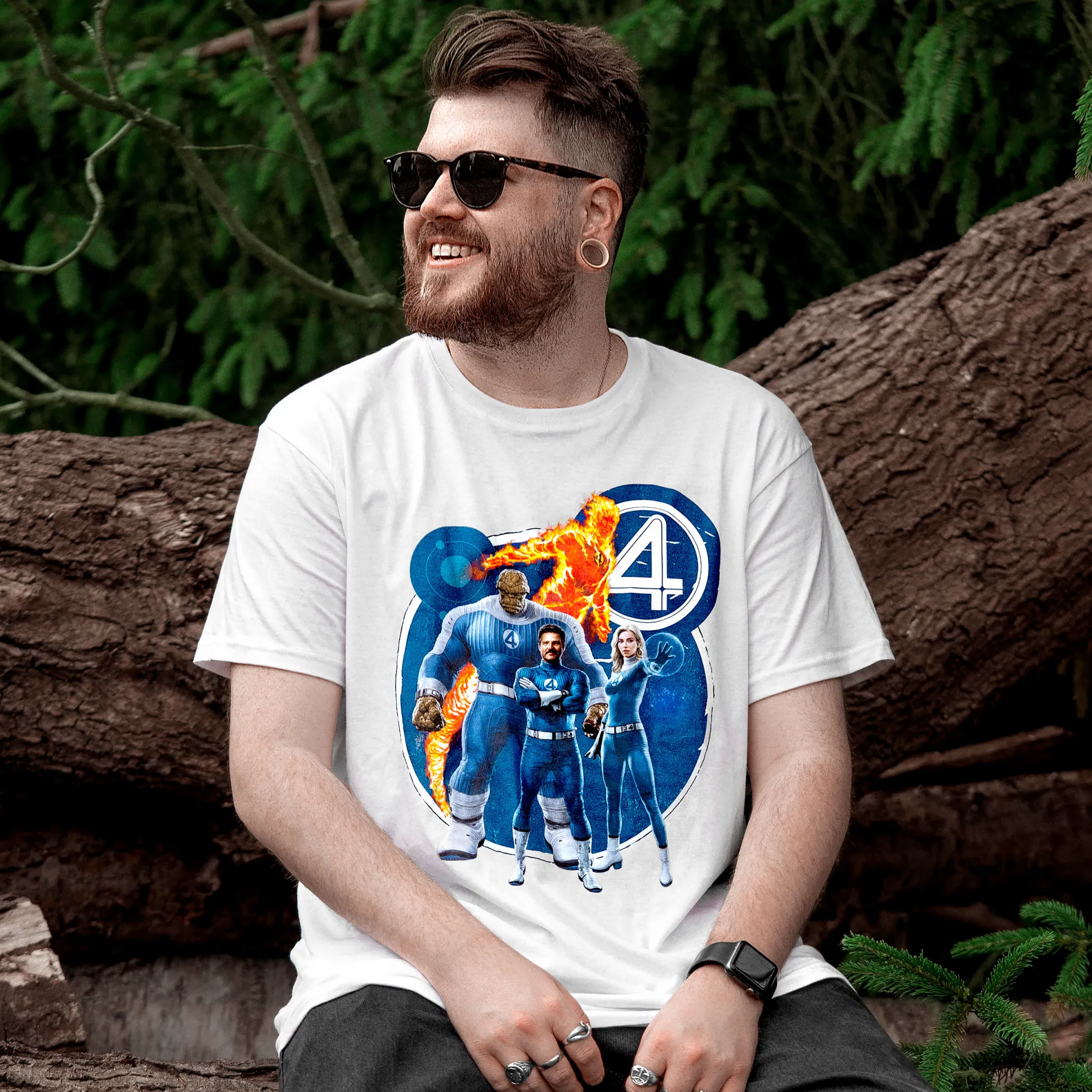 Fantastic Four - Groep T-Shirt wit