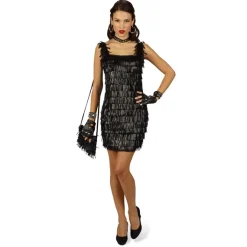 Feestjurk met lederen franjes - Dameskostuum