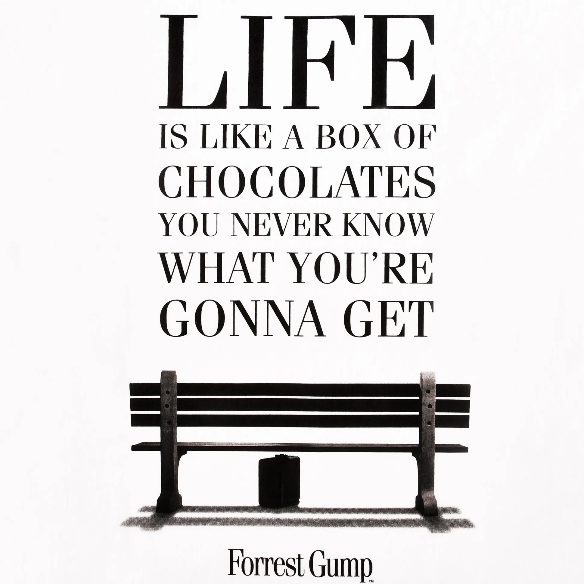 Forrest Gump - Life Is Like a Box of Chocolates T-Shirt wit