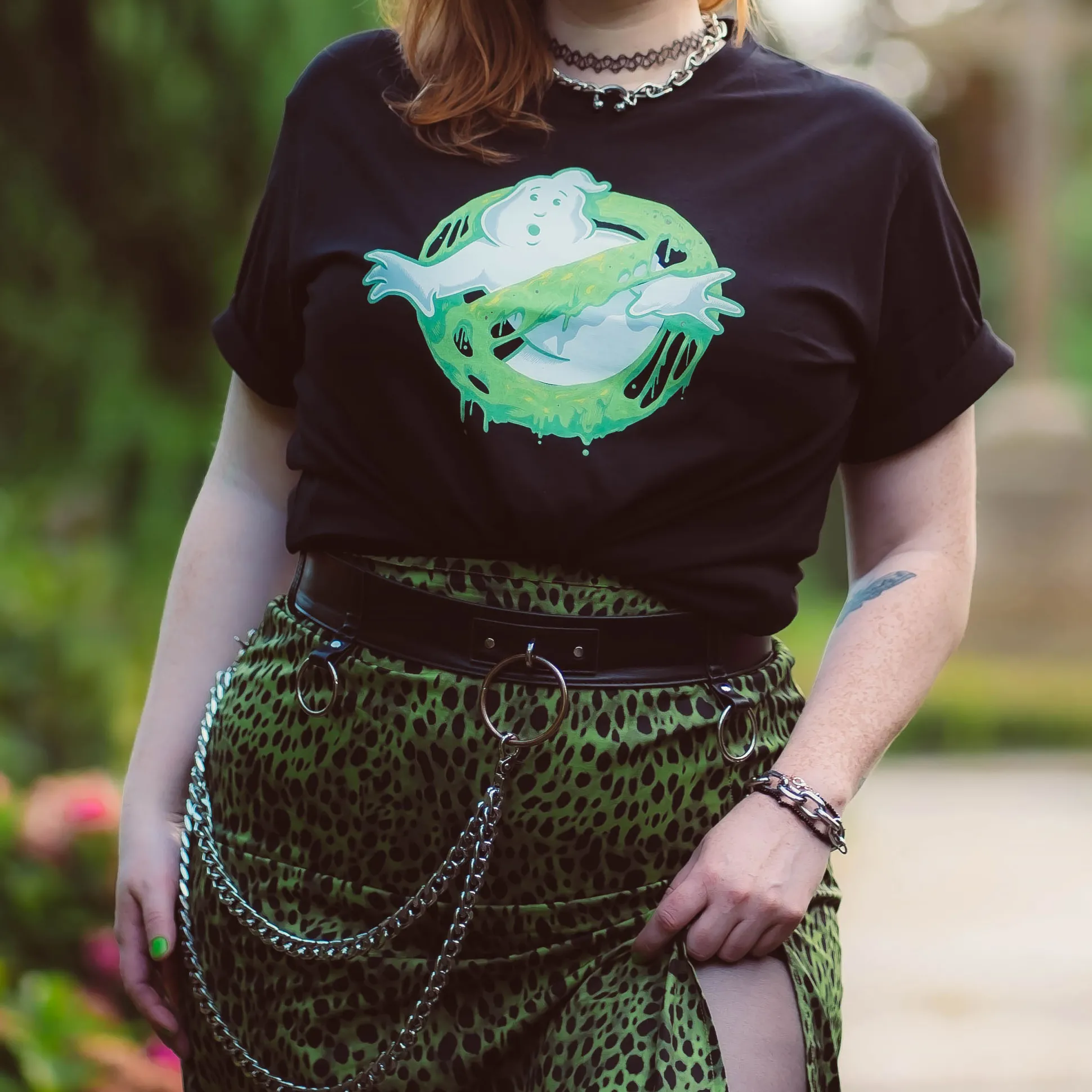 Ghostbusters - Glow in the Dark Slime Logo T-shirt Zwart