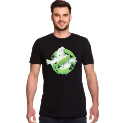 Ghostbusters - Glow in the Dark Slime Logo T-shirt Zwart
