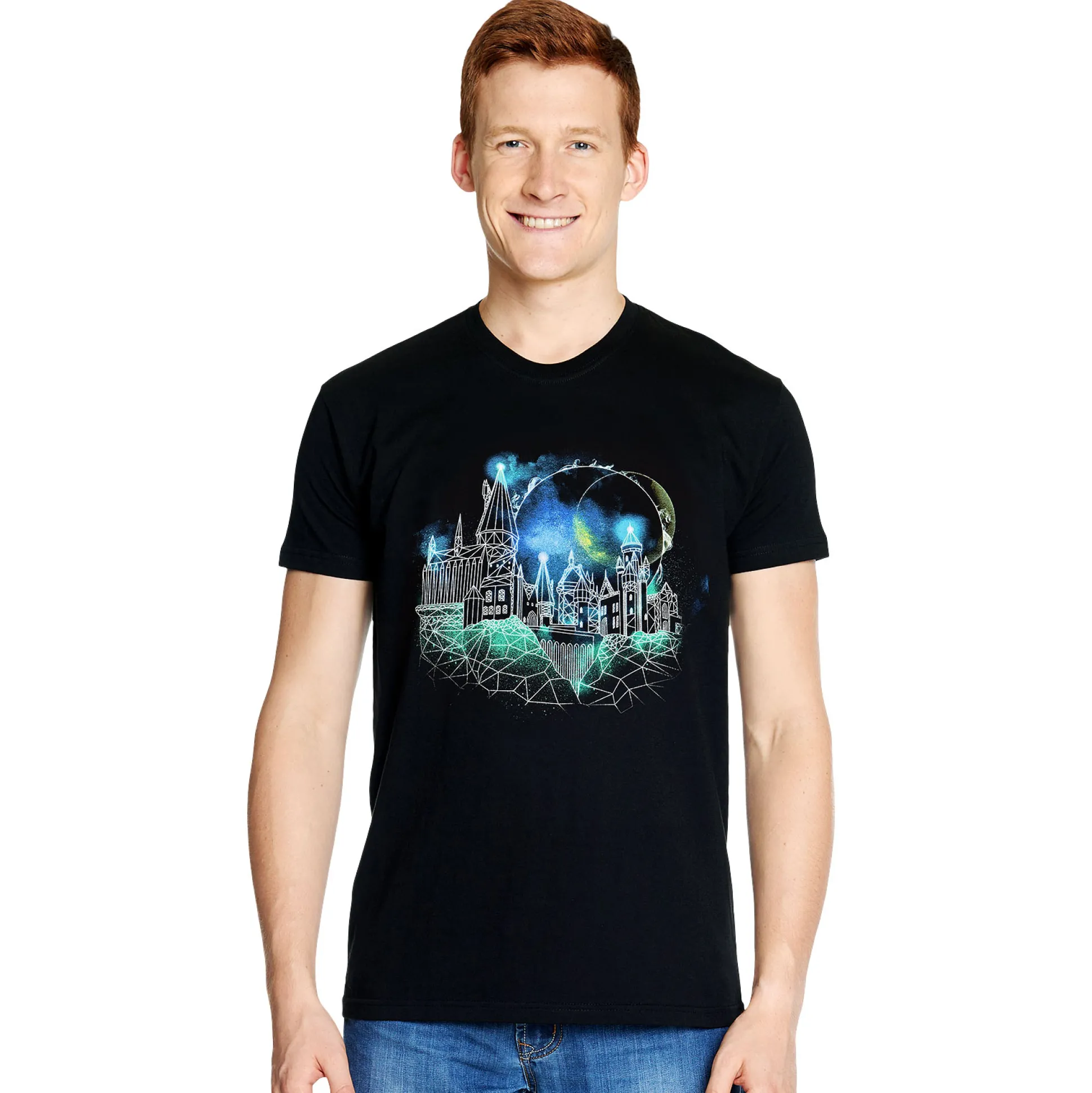 Harry Potter - Hogwarts 's Nachts Schets T-Shirt Zwart