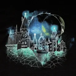 Harry Potter - Hogwarts 's Nachts Schets T-Shirt Zwart