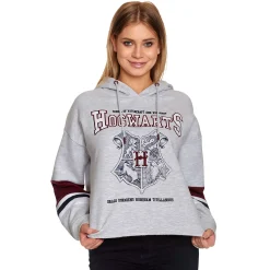 Harry Potter - Hogwarts School Crop Hoodie Dames Grijs