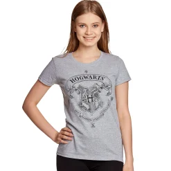 Harry Potter - Hogwarts Wapenschild T-Shirt Dames Grijs