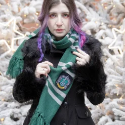 Harry Potter - Slytherin Gebreide Sjaal Grijs-Groen