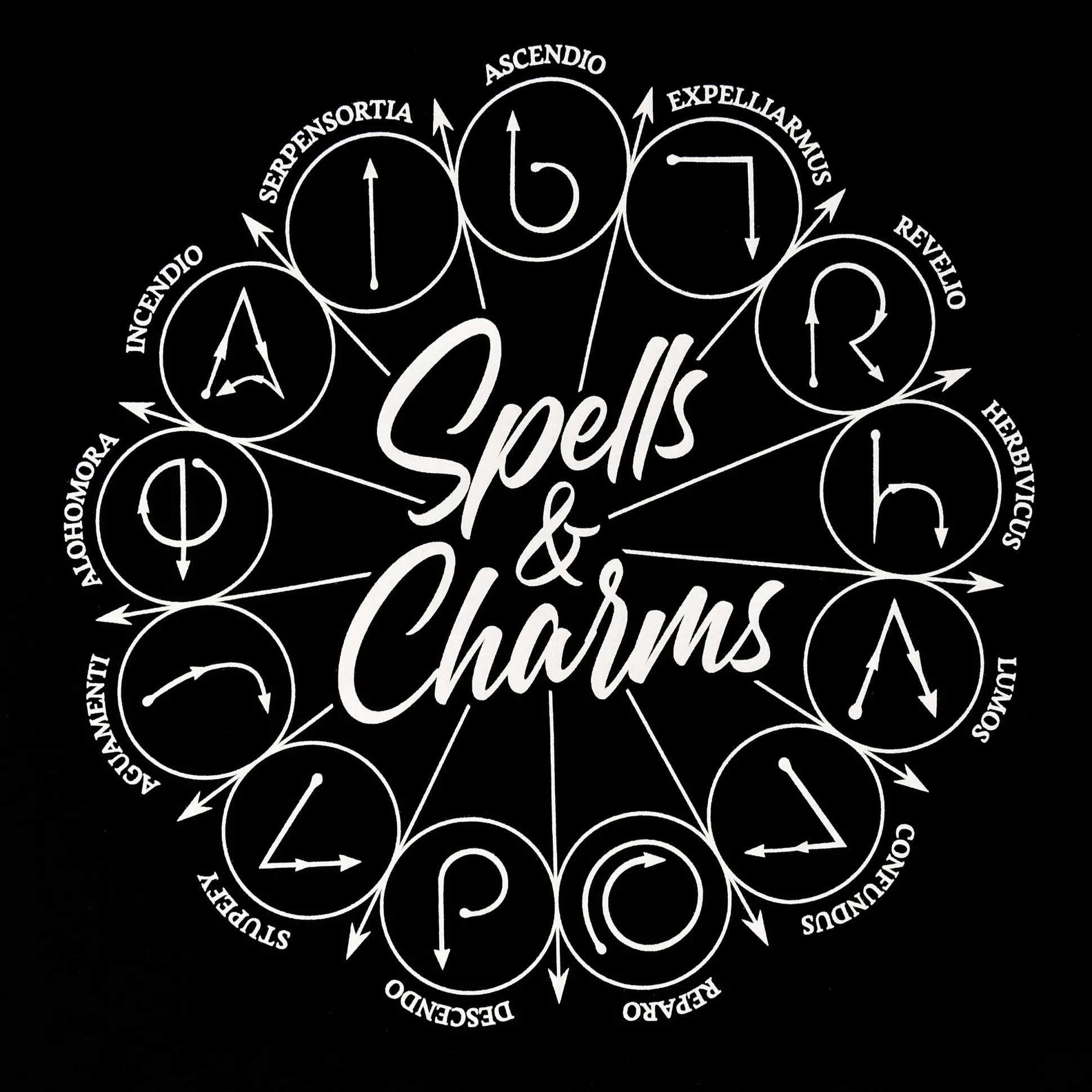 Harry Potter - Spells And Charms T-Shirt Zwart