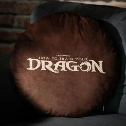 Hoe tem je een draak - Logo kussen bruin