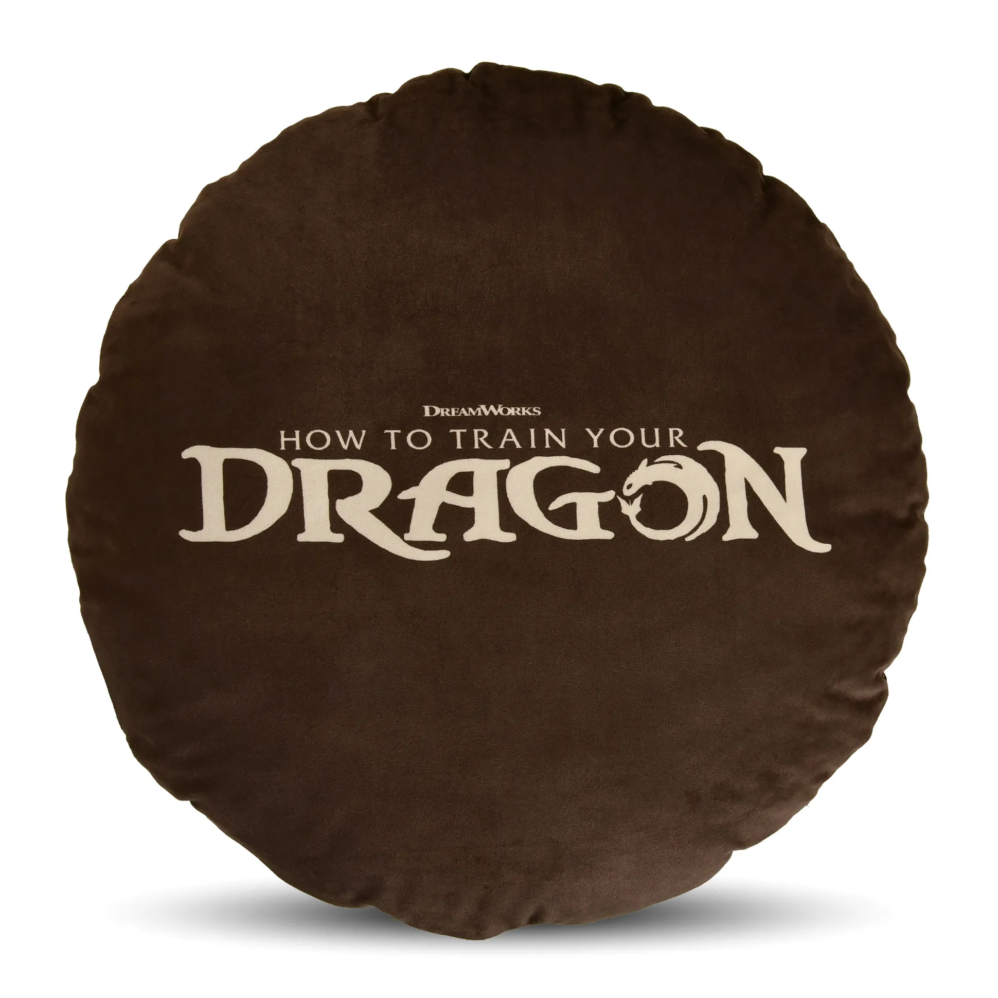 Hoe tem je een draak - Logo kussen bruin