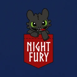 Hoe Tem Je Een Draak - Night Fury Pocket T-Shirt blauw