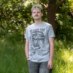 Hoe Tem Je Een Draak - Night Fury Schets T-Shirt Grijs