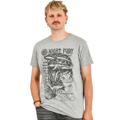 Hoe Tem Je Een Draak - Night Fury Schets T-Shirt Grijs