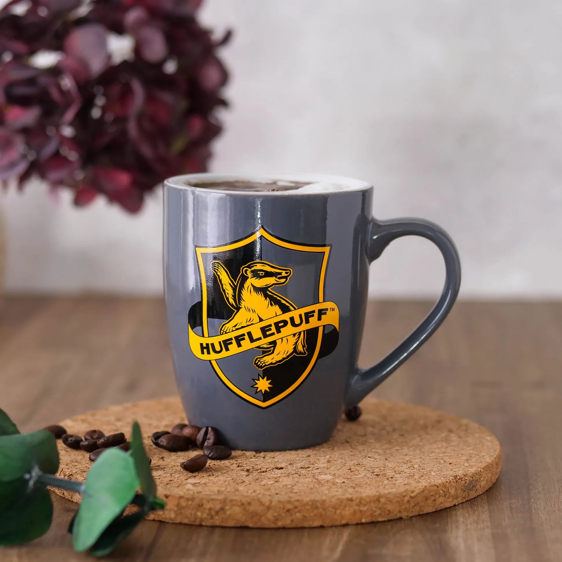 Huffelpuf Logo Mok grijs - Harry Potter