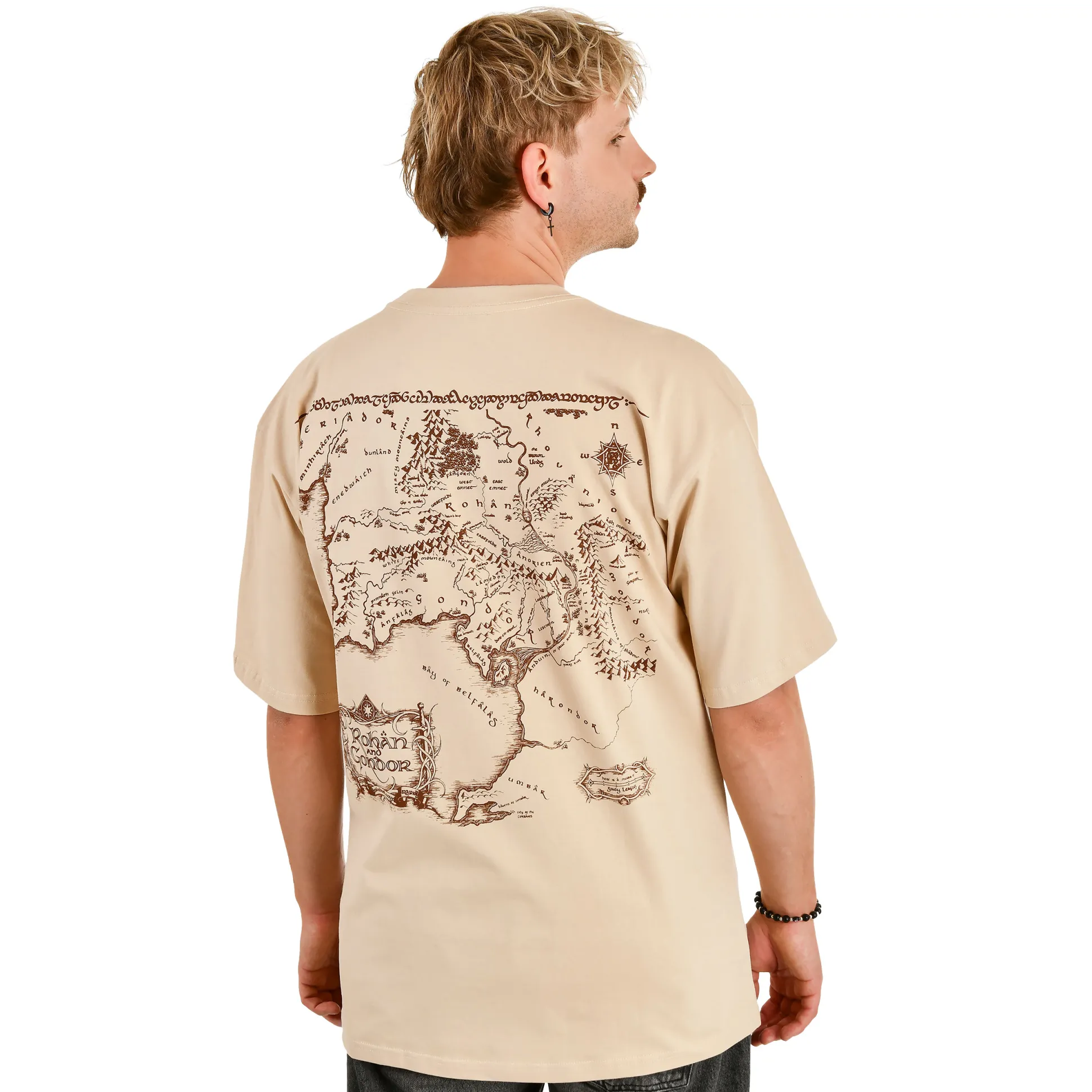 In de Ban van de Ring - Fellowship Rohan en Gondor Oversized T-Shirt beige