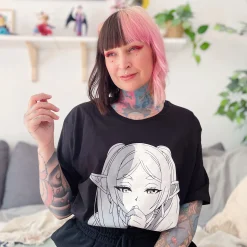 Karakter T-shirt voor Frieren fans zwart