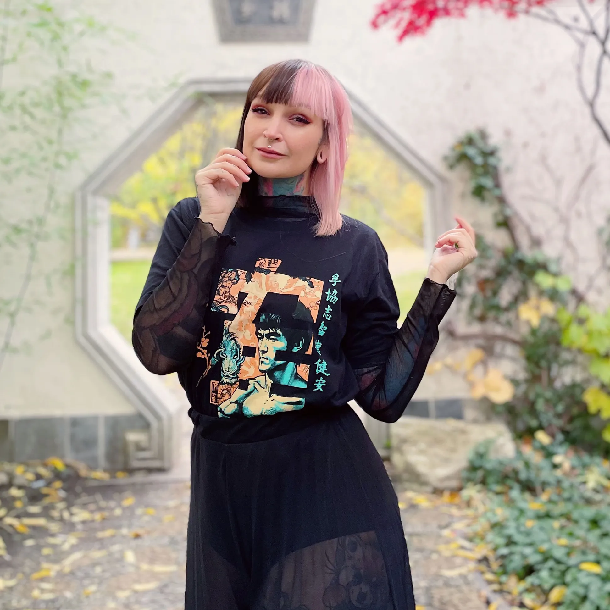 Kung Fu Kalligrafie T-shirt voor Bruce Lee fans zwart