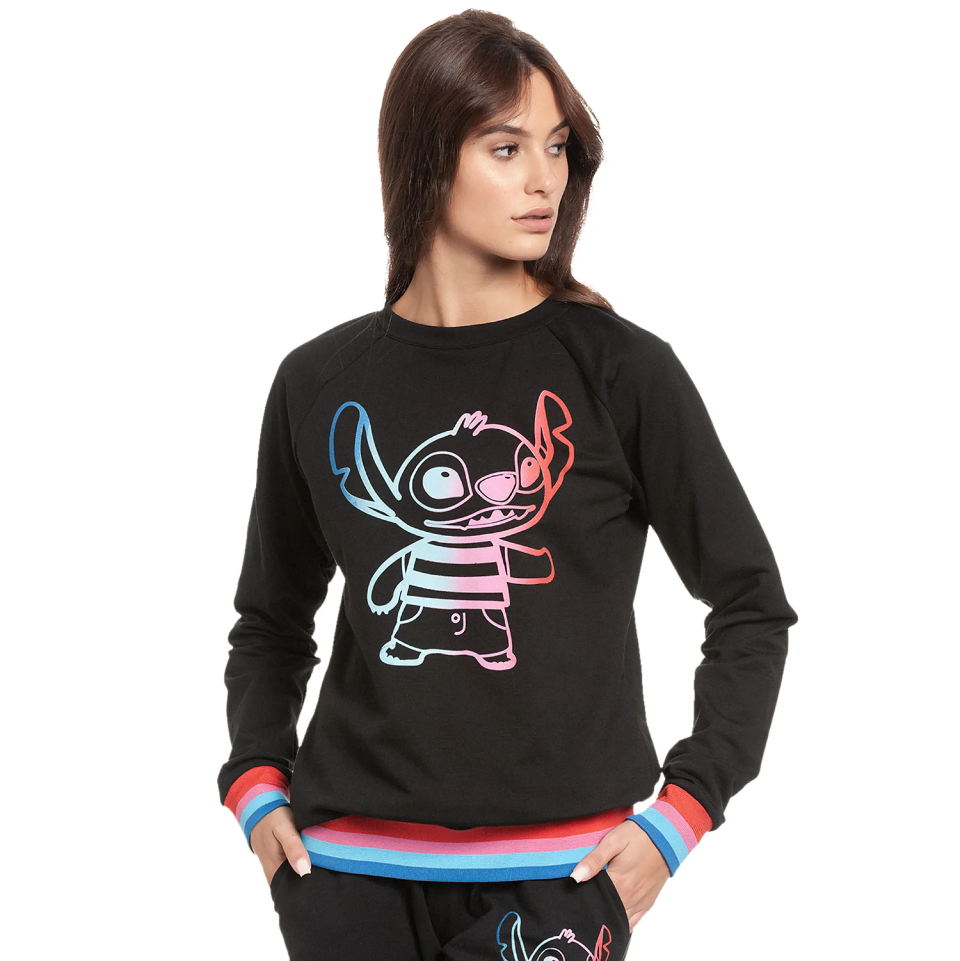 Lilo & Stitch - Rainbow Stitch Sweater Dames zwart