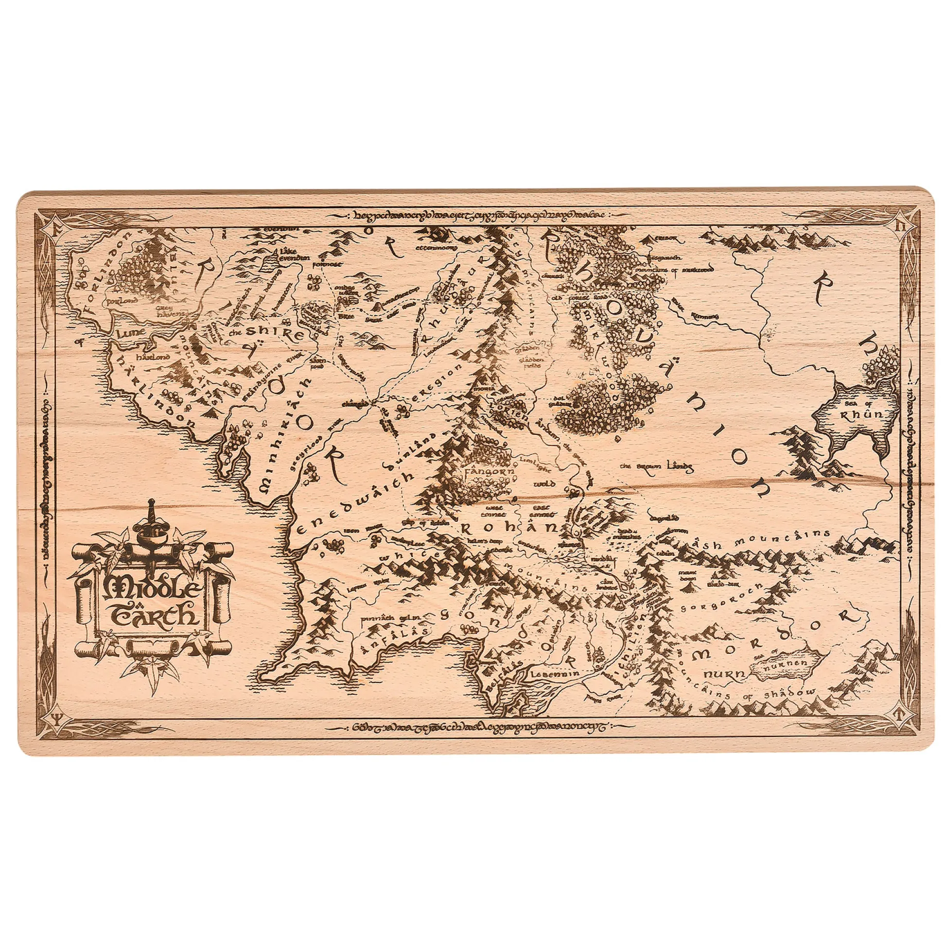 Lord of the Rings - Midden-aarde Kaart Snijplank Beuk