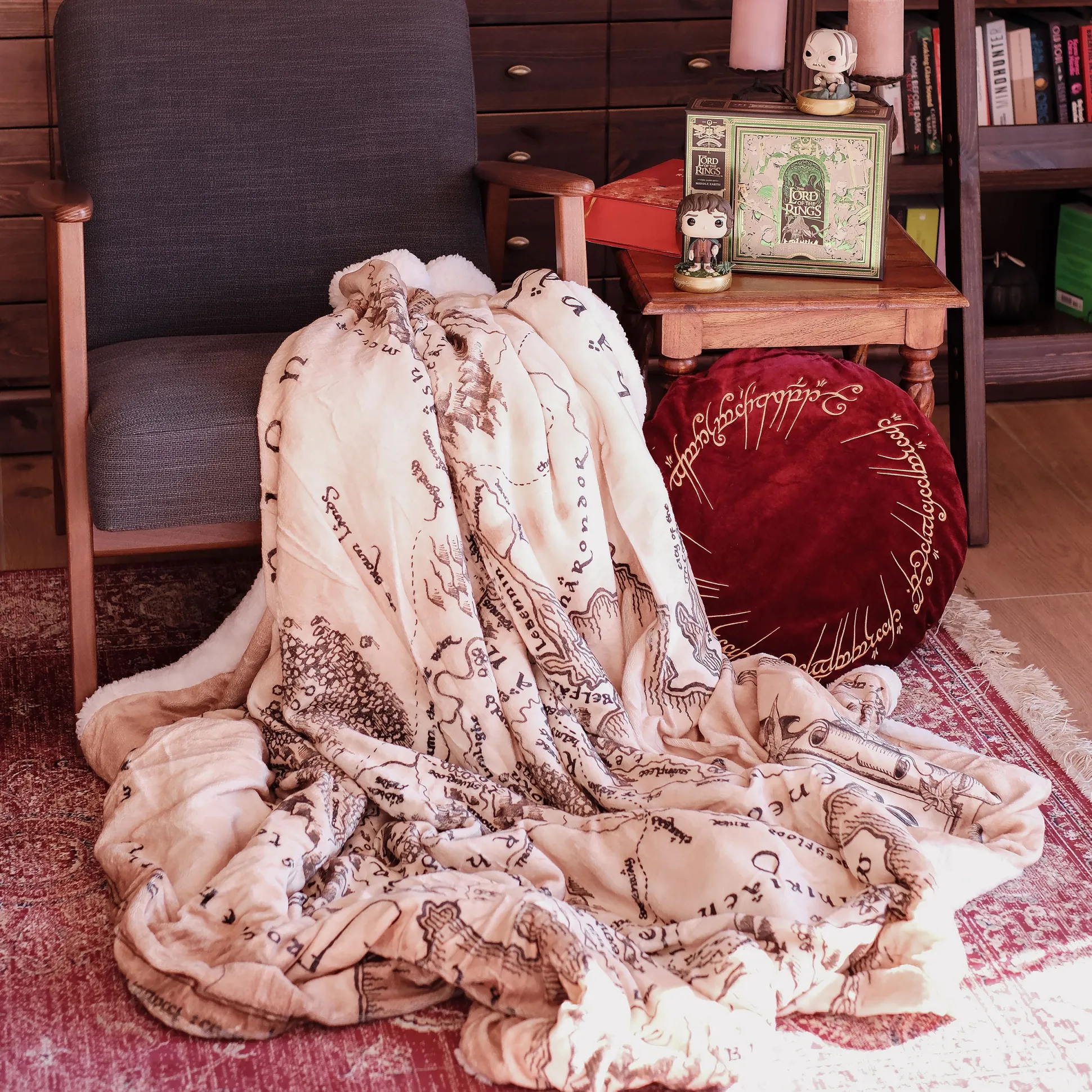Lord of the Rings - Midden-Aarde Kaart Pluche Deken met Teddybont