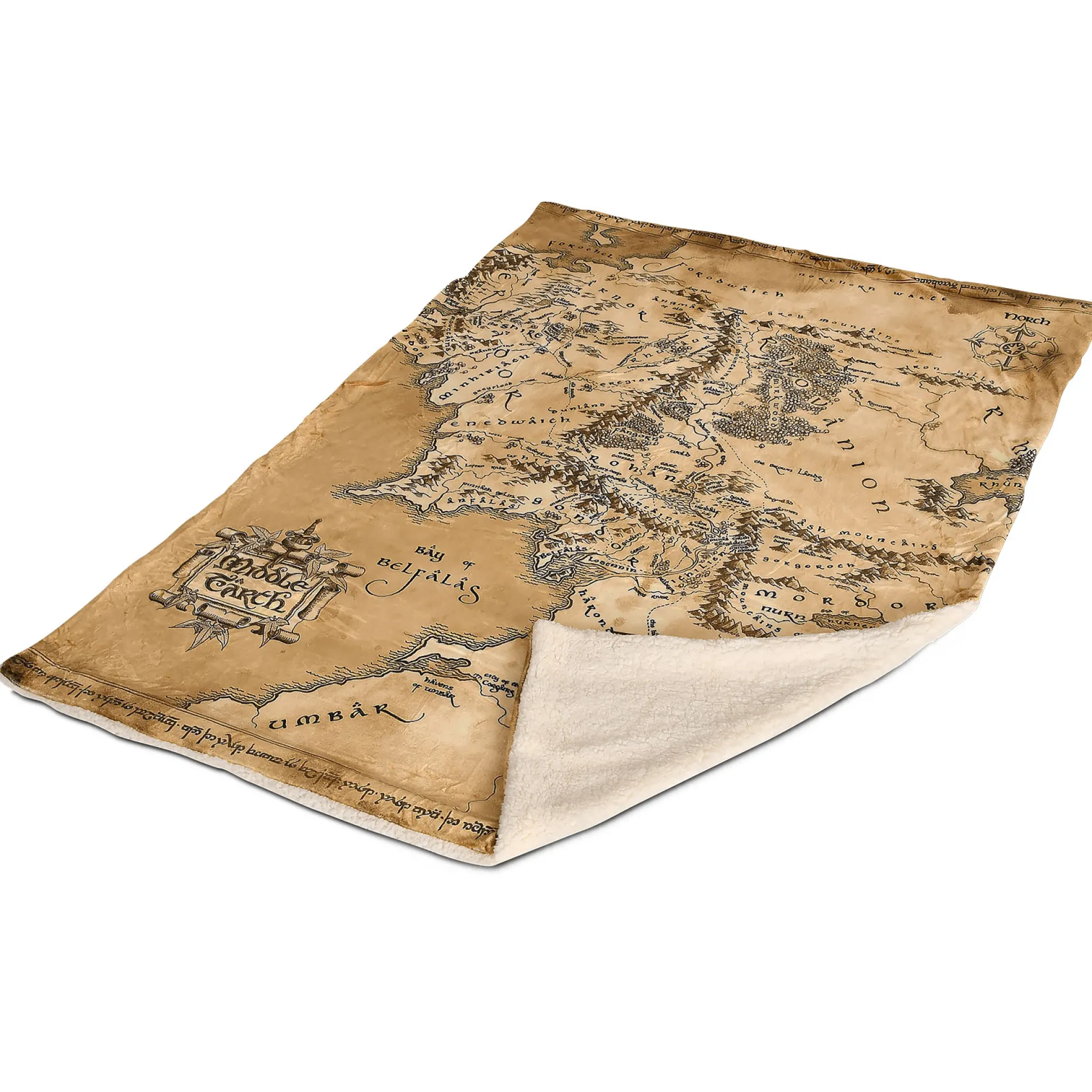 Lord of the Rings - Midden-Aarde Kaart Pluche Deken met Teddybont