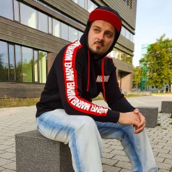 Marvel - Logo Hoodie met mouwprint zwart