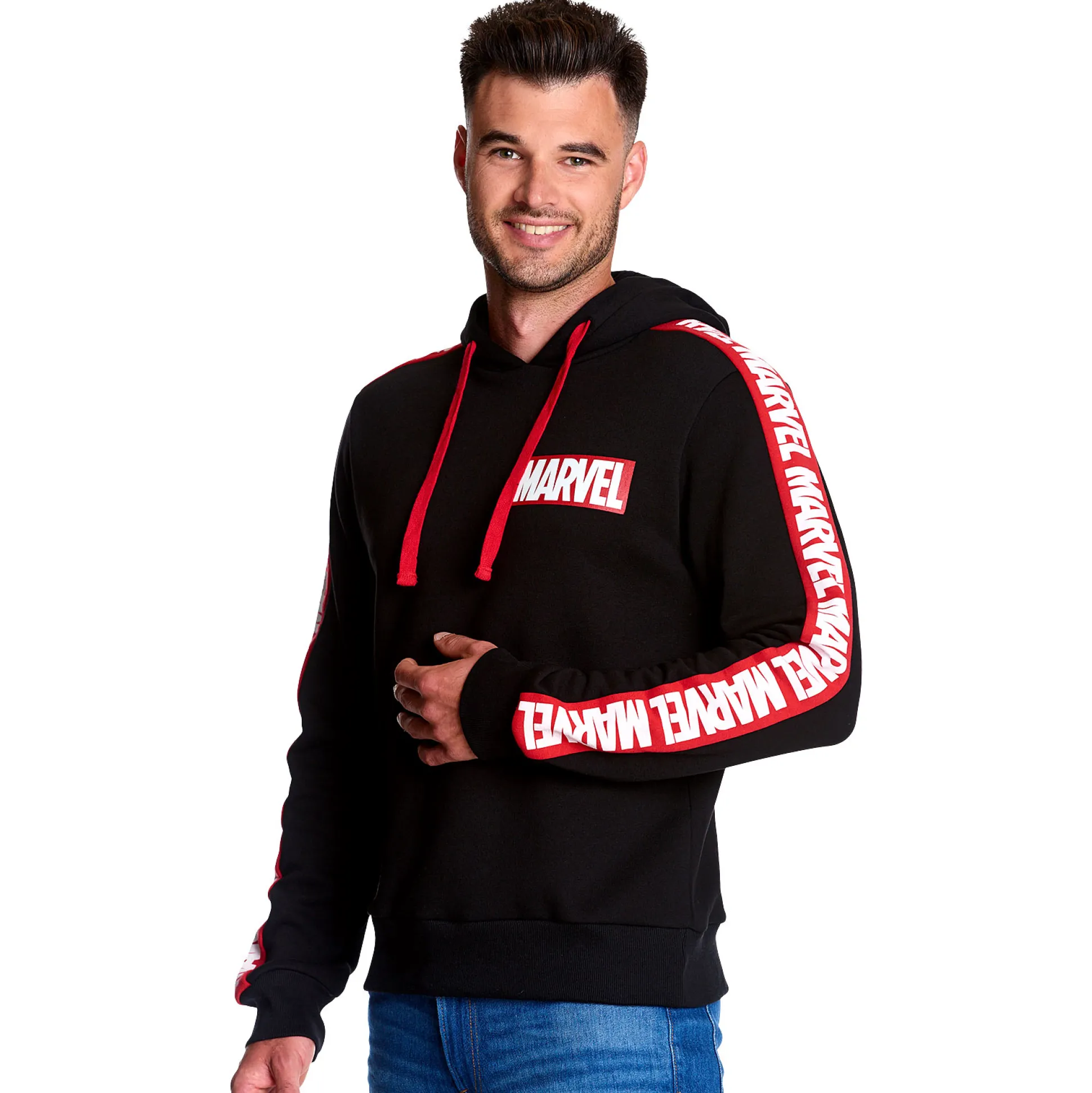 Marvel - Logo Hoodie met mouwprint zwart