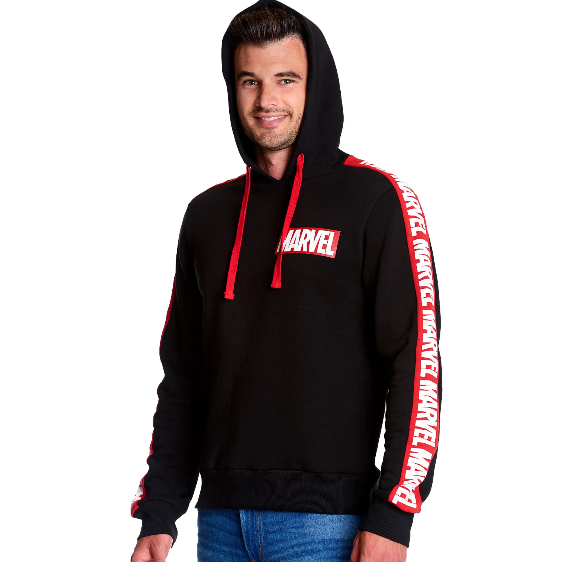 Marvel - Logo Hoodie met mouwprint zwart