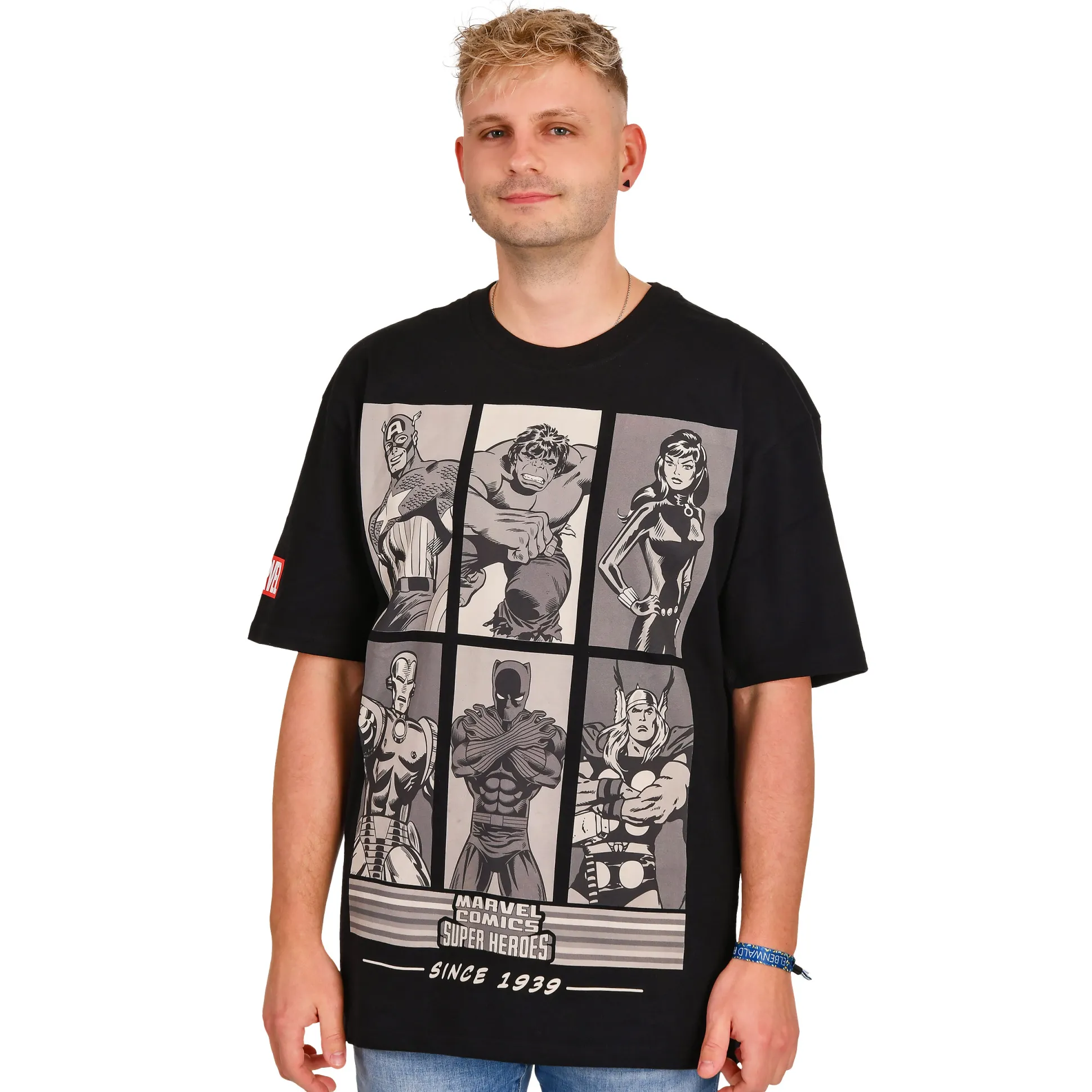 Marvel Comics - Super Heroes Since 1939 Oversize T-Shirt Zwart