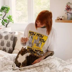 Meow T-shirt voor Night of the Living Cat fans wit