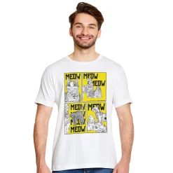 Meow T-shirt voor Night of the Living Cat fans wit