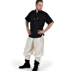 Middeleeuws Kort Mouwen Shirt Zwart