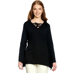 Middeleeuwse Blouse Lea met Capuchon Zwart