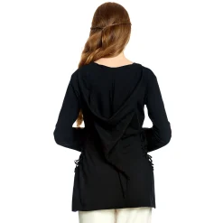 Middeleeuwse Blouse Lea met Capuchon Zwart