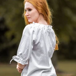 Middeleeuwse blouse met korte mouwen Vera wit