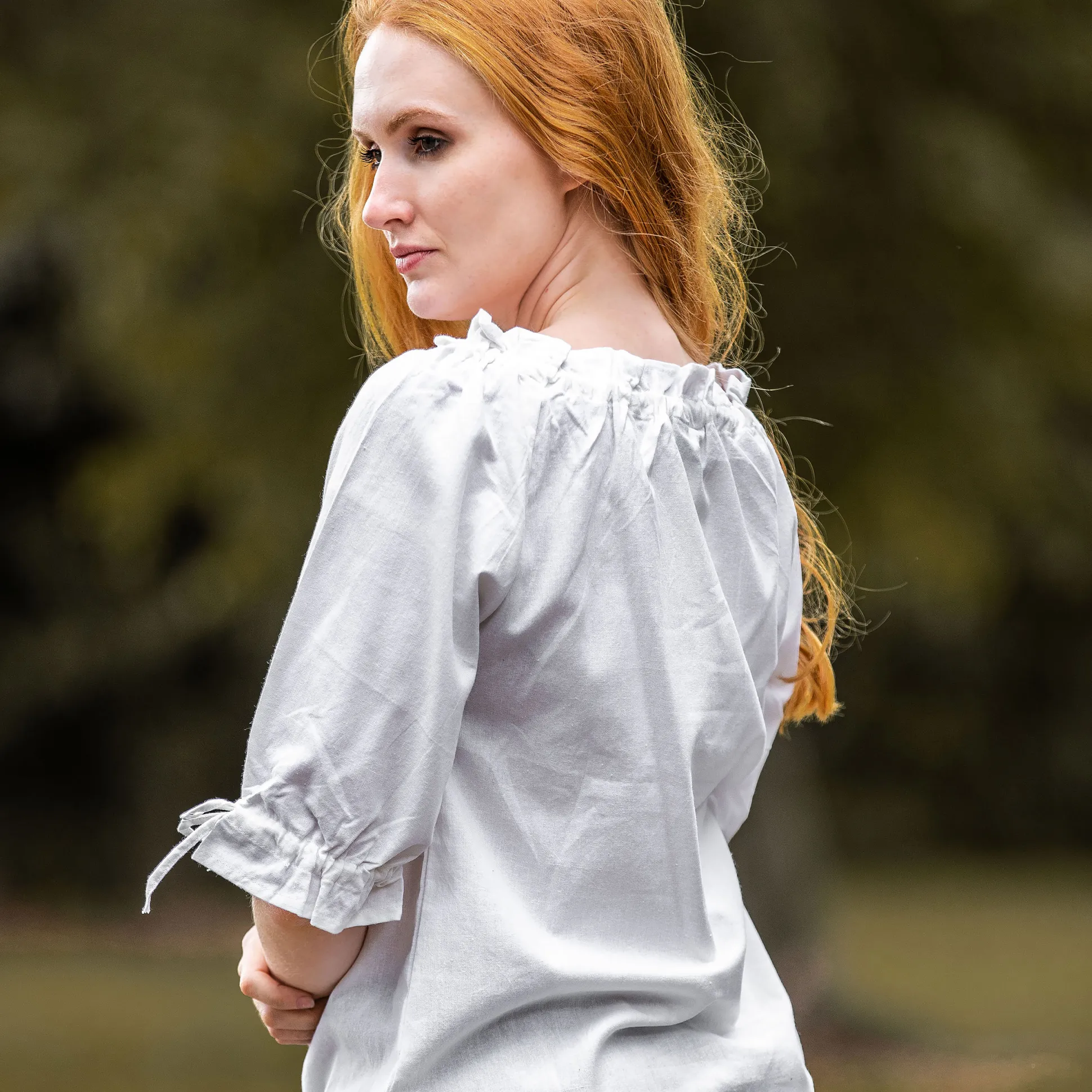 Middeleeuwse blouse met korte mouwen Vera wit