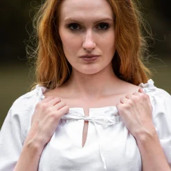 Middeleeuwse blouse met korte mouwen Vera wit