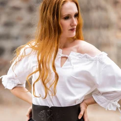 Middeleeuwse blouse met korte mouwen Vera wit