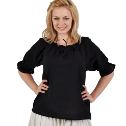 Middeleeuwse blouse met korte mouwen Sandra zwart