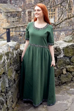 Middeleeuwse jurk Ennlin met korte mouwen groen