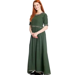 Middeleeuwse jurk Ennlin met korte mouwen groen