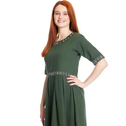 Middeleeuwse jurk Ennlin met korte mouwen groen