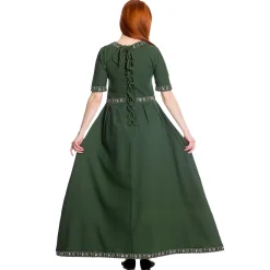 Middeleeuwse jurk Ennlin met korte mouwen groen