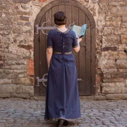 Middeleeuwse Jurk Ennlin met Korte Mouwen Blauw